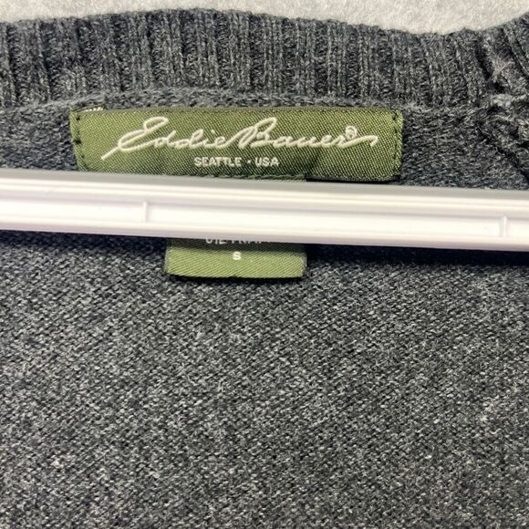 Eddie Bauer Women’s Cotton an Cashmere Cardigan Sweater Preppy Charcoal size S - Picture 2 of 6